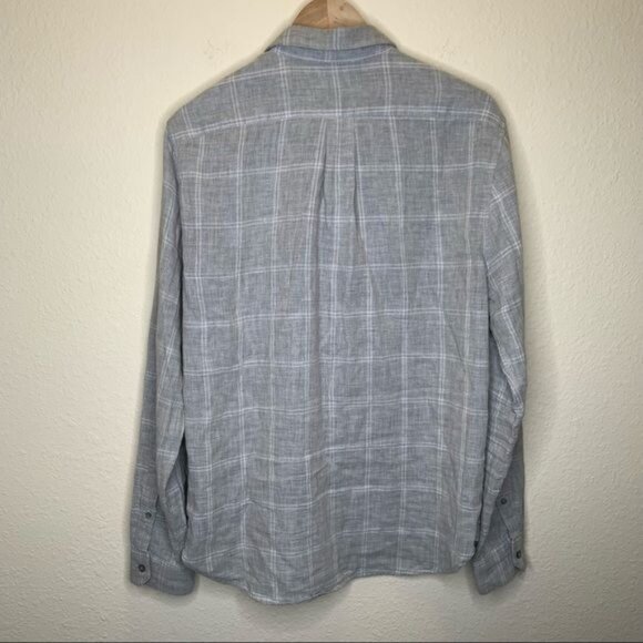 Vince men’s Windowpane gray collared cotton casual Button-Down Shirt size medium - Picture 12 of 12
